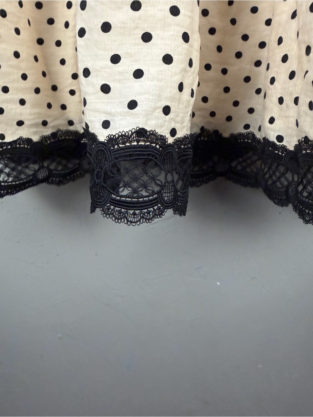 Express Cream Polka Dot Dress with Black Lace - Picture 5 of 8